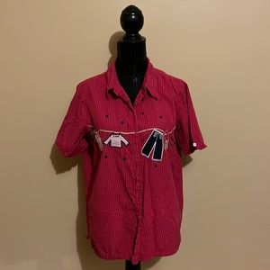 Bobbie Brooks red shirt sleeve button shirt.